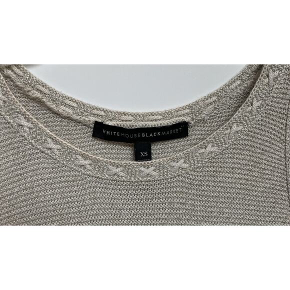 White House Black Market Tunic Length Tank Oatmeal, Gold Threading Glittery, XS - Picture 4 of 13